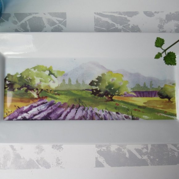Porcelain Rectangular Serving Platter Fields of Provence by Gourmet Village - Picture 8 of 11